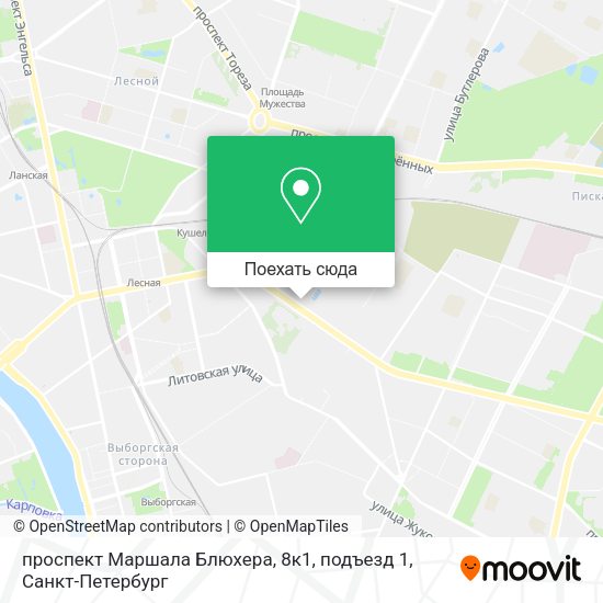 Карта проспект Маршала Блюхера, 8к1, подъезд 1