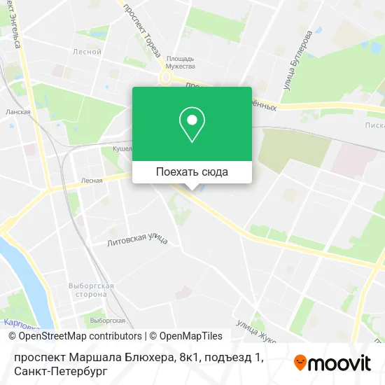 Карта проспект Маршала Блюхера, 8к1, подъезд 1