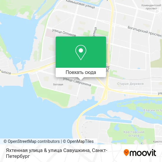 Карта Яхтенная улица & улица Савушкина