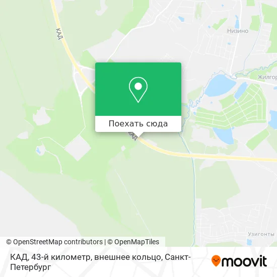Карта КАД, 43-й километр, внешнее кольцо