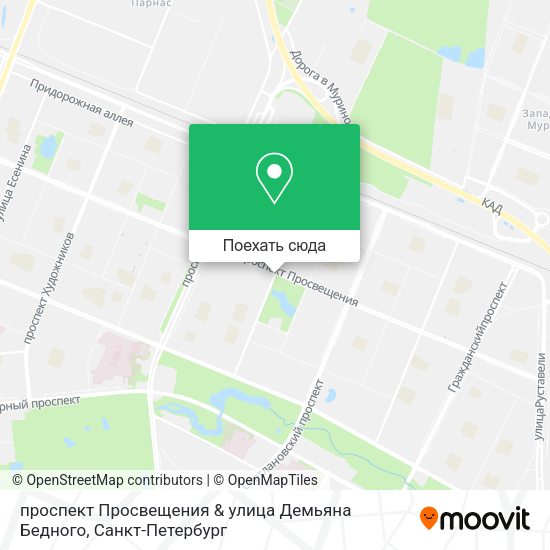 Карта проспект Просвещения & улица Демьяна Бедного