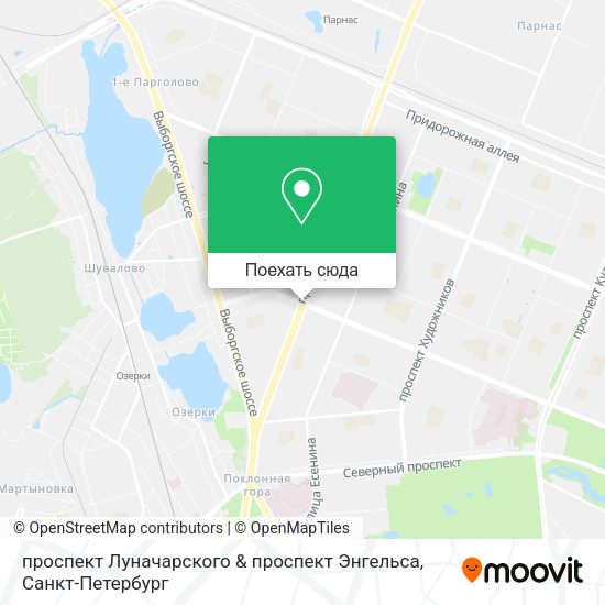 Карта проспект Луначарского & проспект Энгельса