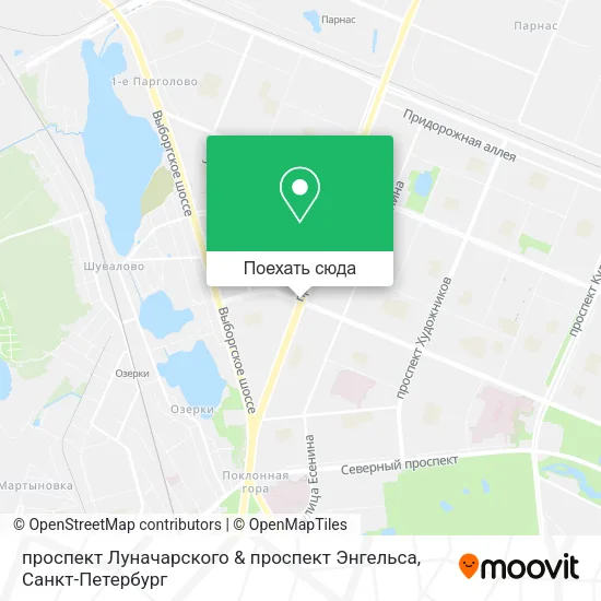 Карта проспект Луначарского & проспект Энгельса