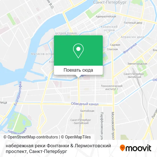 Карта набережная реки Фонтанки & Лермонтовский проспект