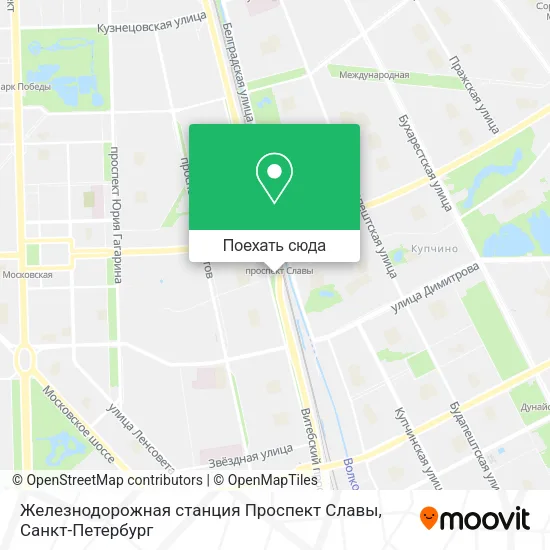 Карта Железнодорожная станция Проспект Славы