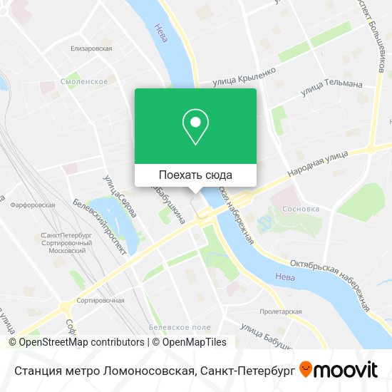 Карта Станция метро Ломоносовская