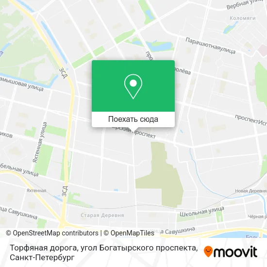Карта Торфяная дорога, угол Богатырского проспекта