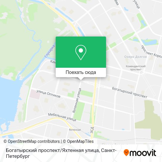 Карта Богатырский проспект / Яхтенная улица