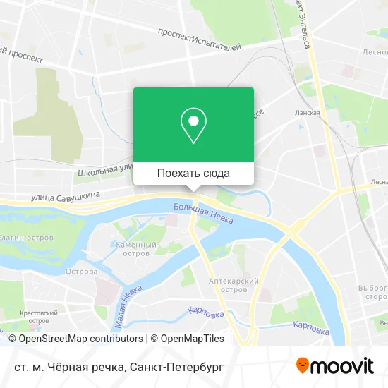 Карта ст. м. Чёрная речка