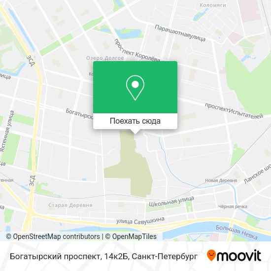 Карта Богатырский проспект, 14к2Б