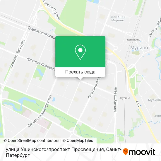Карта улица Ушинского / проспект Просвещения