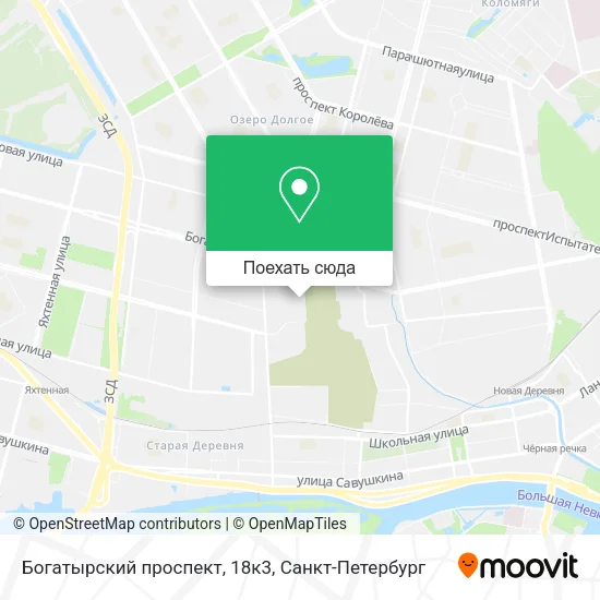 Карта Богатырский проспект, 18к3