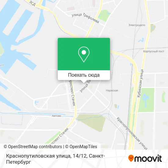 Карта Краснопутиловская улица, 14/12