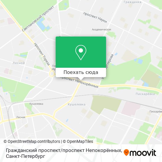 Карта Гражданский проспект / проспект Непокорённых
