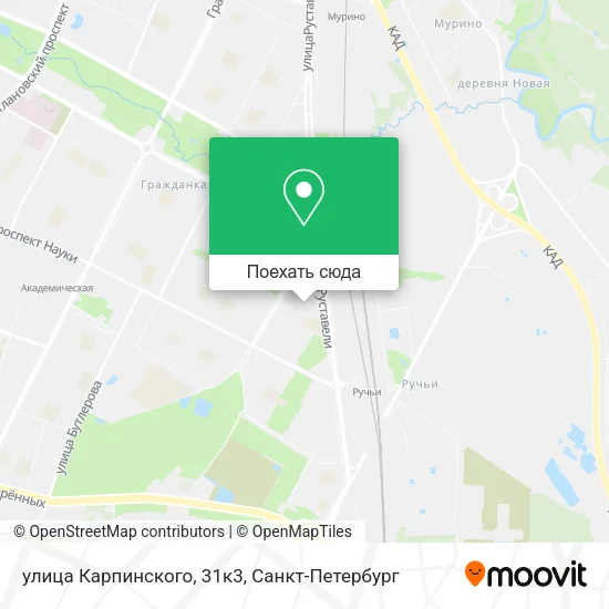 Карта улица Карпинского, 31к3