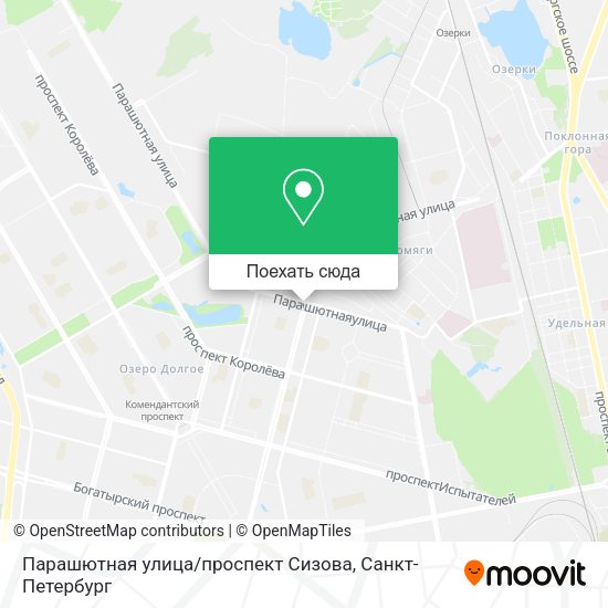 Карта Парашютная улица / проспект Сизова