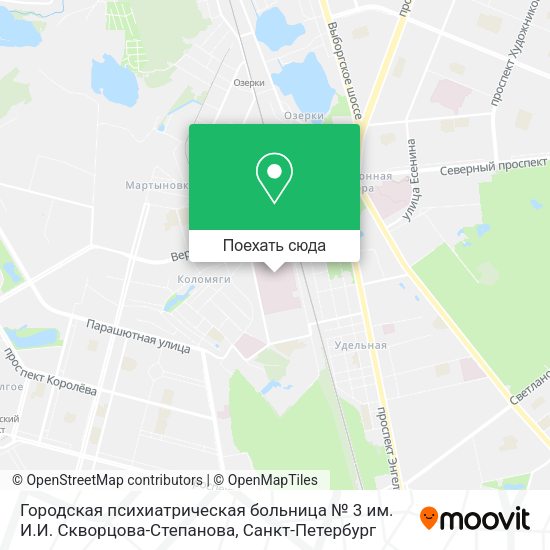 Карта Городская психиатрическая больница № 3 им. И.И. Скворцова-Степанова