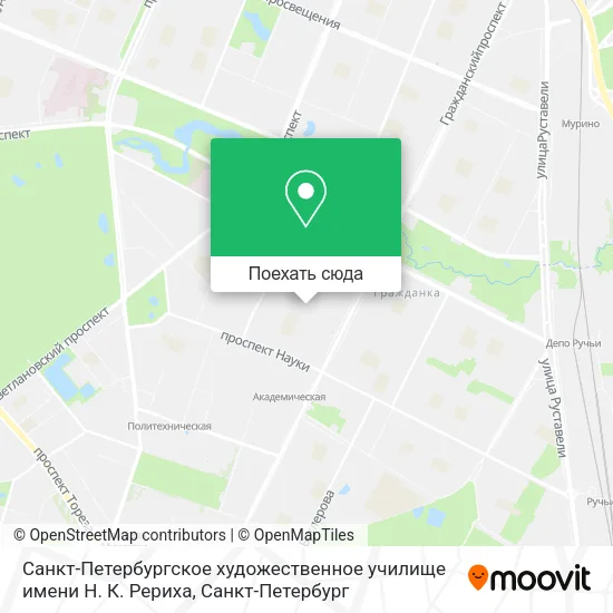 Карта Санкт-Петербургское художественное училище имени Н. К. Рериха