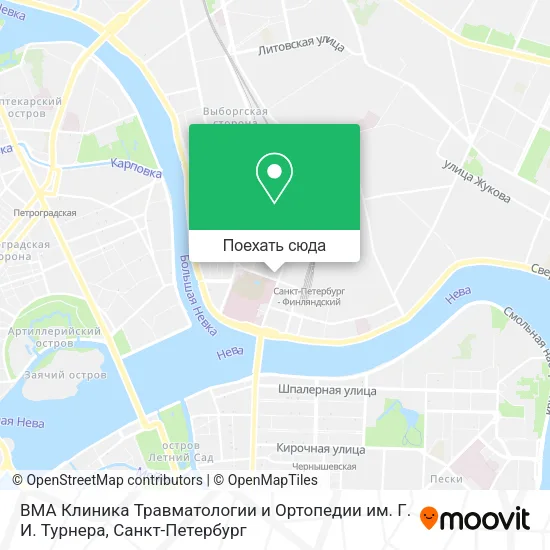 Карта ВМА Клиника Травматологии и Ортопедии им. Г. И. Турнера