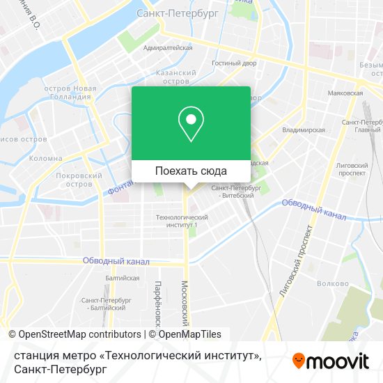 Карта станция метро «Технологический институт»
