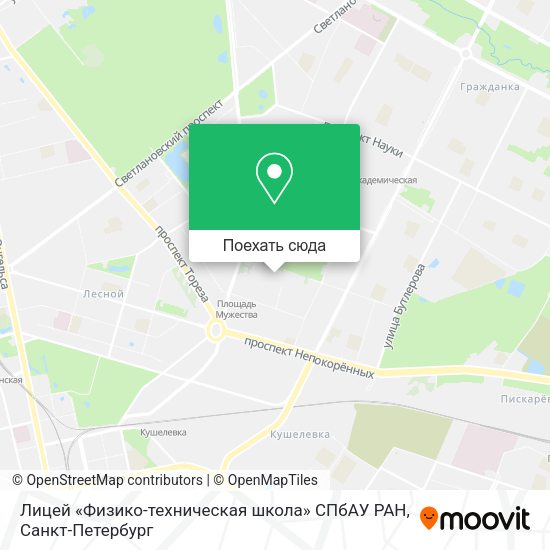 Карта Лицей «Физико-техническая школа» СПбАУ РАН