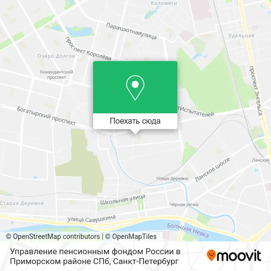 Карта Управление пенсионным фондом России в Приморском районе СПб