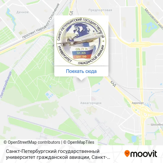 Карта Санкт-Петербургский государственный университет гражданской авиации