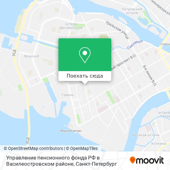 Карта Управление пенсионного фонда РФ в Василеостровском районе