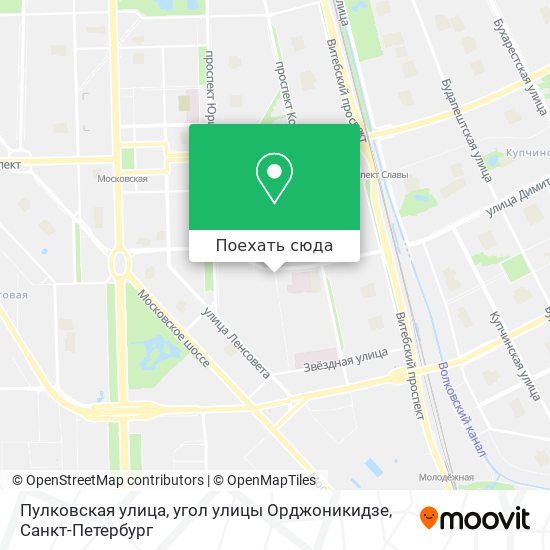 Карта Пулковская улица, угол улицы Орджоникидзе
