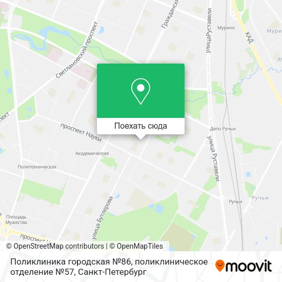 Карта Поликлиника городская №86, поликлиническое отделение №57