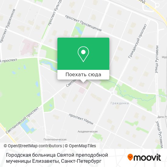 Карта Городская больница Святой преподобной мученицы Елизаветы