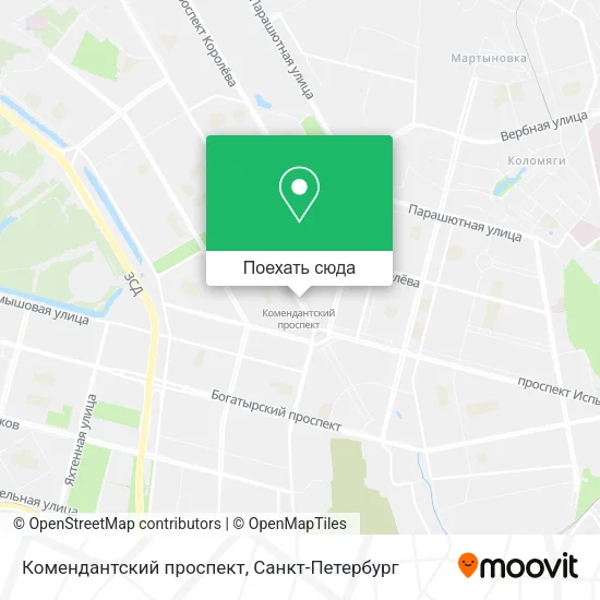 Карта Комендантский проспект