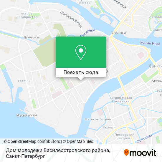 Карта Дом молодёжи Василеостровского района