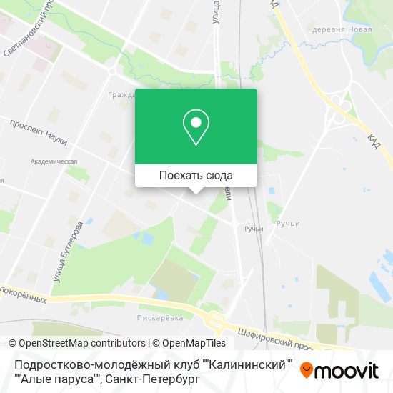 Карта Подростково-молодёжный клуб ""Калининский"" ""Алые паруса""