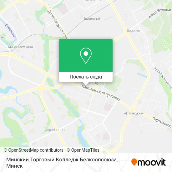 Карта Минский Торговый Колледж Белкоопсоюза