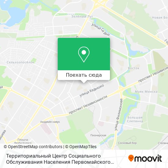 Карта Территориальный Центр Социального Обслуживания Населения Первомайского Района