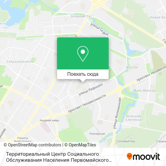 Карта Территориальный Центр Социального Обслуживания Населения Первомайского Района