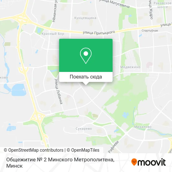 Карта Общежитие № 2 Минского Метрополитена