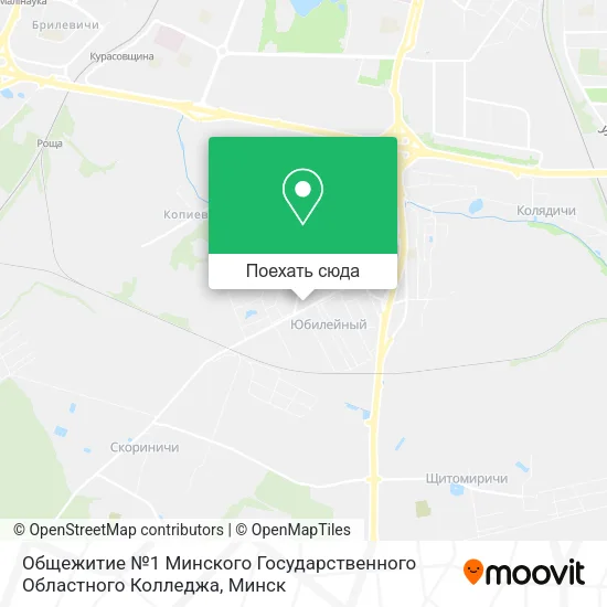 Карта Общежитие №1 Минского Государственного Областного Колледжа