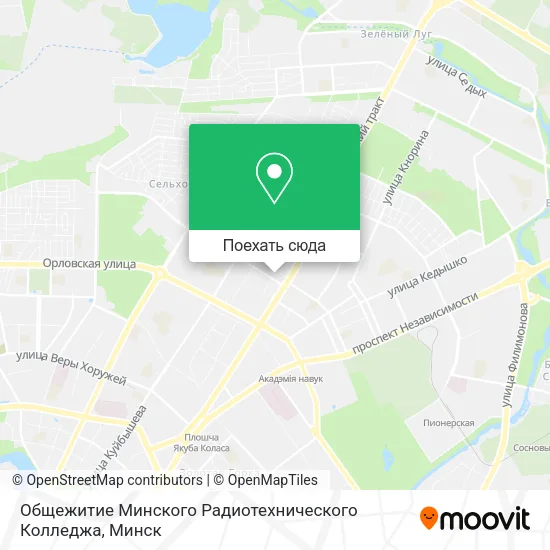 Карта Общежитие Минского Радиотехнического Колледжа