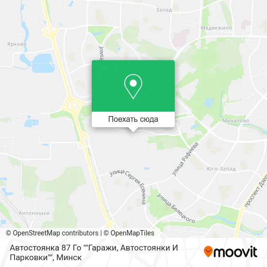 Карта Автостоянка 87 Го ""Гаражи, Автостоянки И Парковки""