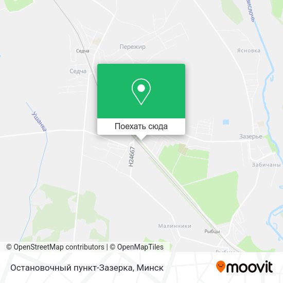 Карта Остановочный пункт-Зазерка
