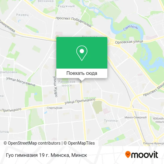 Карта Гуо гимназия 19 г. Минска