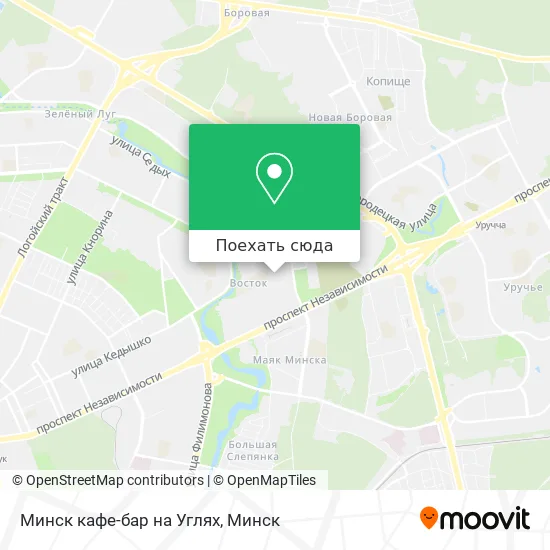 Карта Минск кафе-бар на Углях