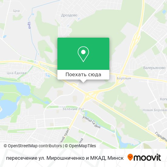 Карта пересечение ул. Мирошниченко и МКАД