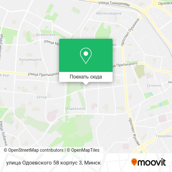 Карта улица Одоевского 58 корпус 3