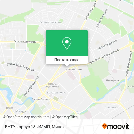 Карта БНТУ корпус 18 ФММП