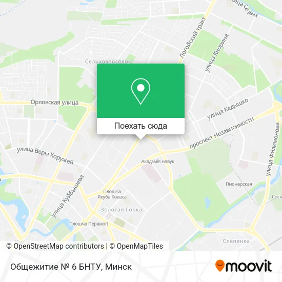 Карта Общежитие № 6 БНТУ