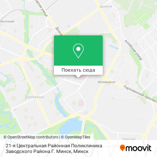 Карта 21-я Центральная Районная Поликлиника Заводского Района  Г. Минск