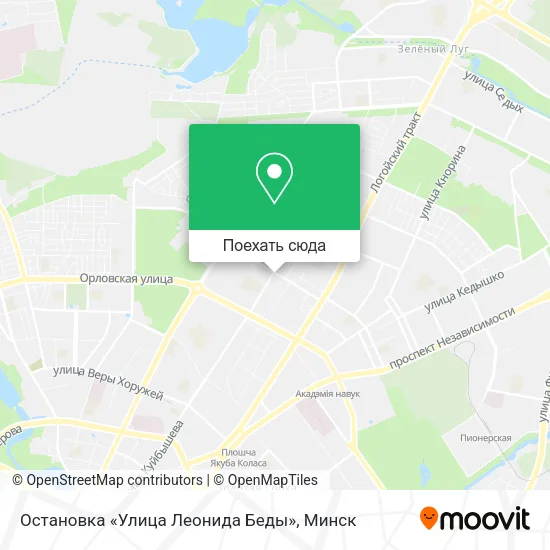 Карта Остановка «Улица Леонида Беды»